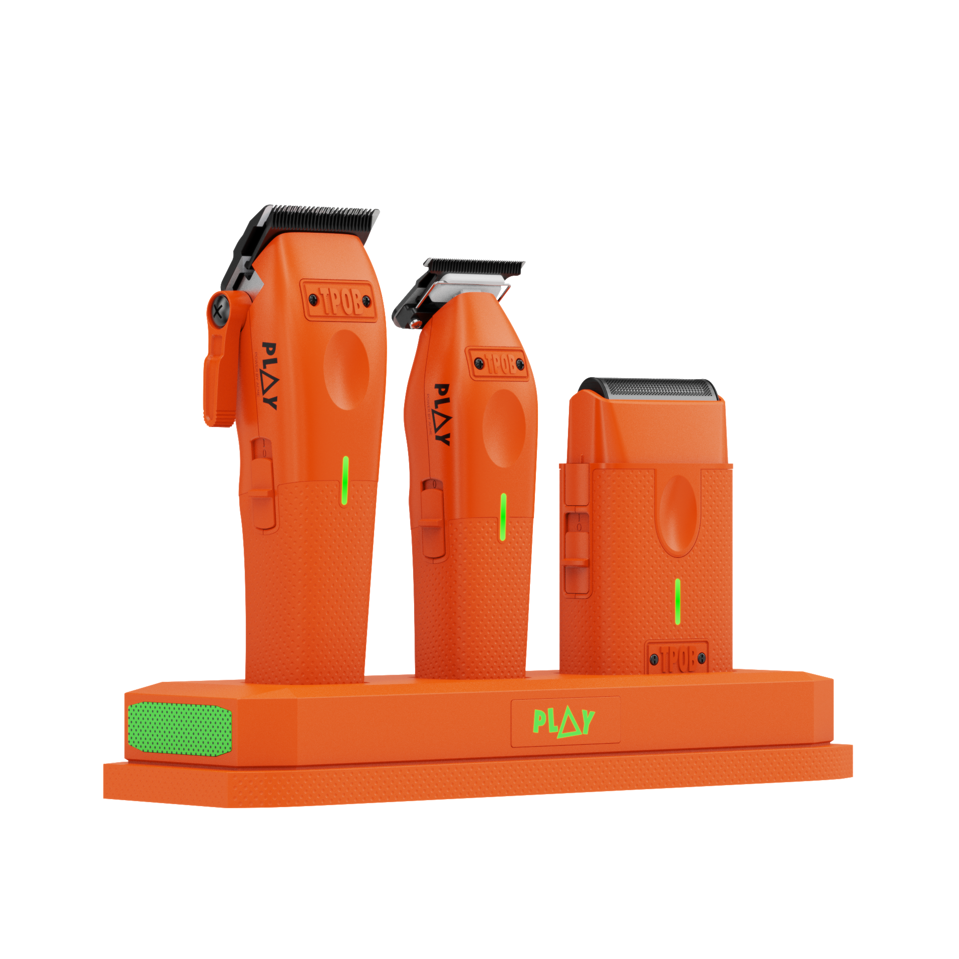 Play 3-Pack – Orange Edition (Clipper, Trimmer & Shaver with 3-Way Stand) (Wholesale case of 6)