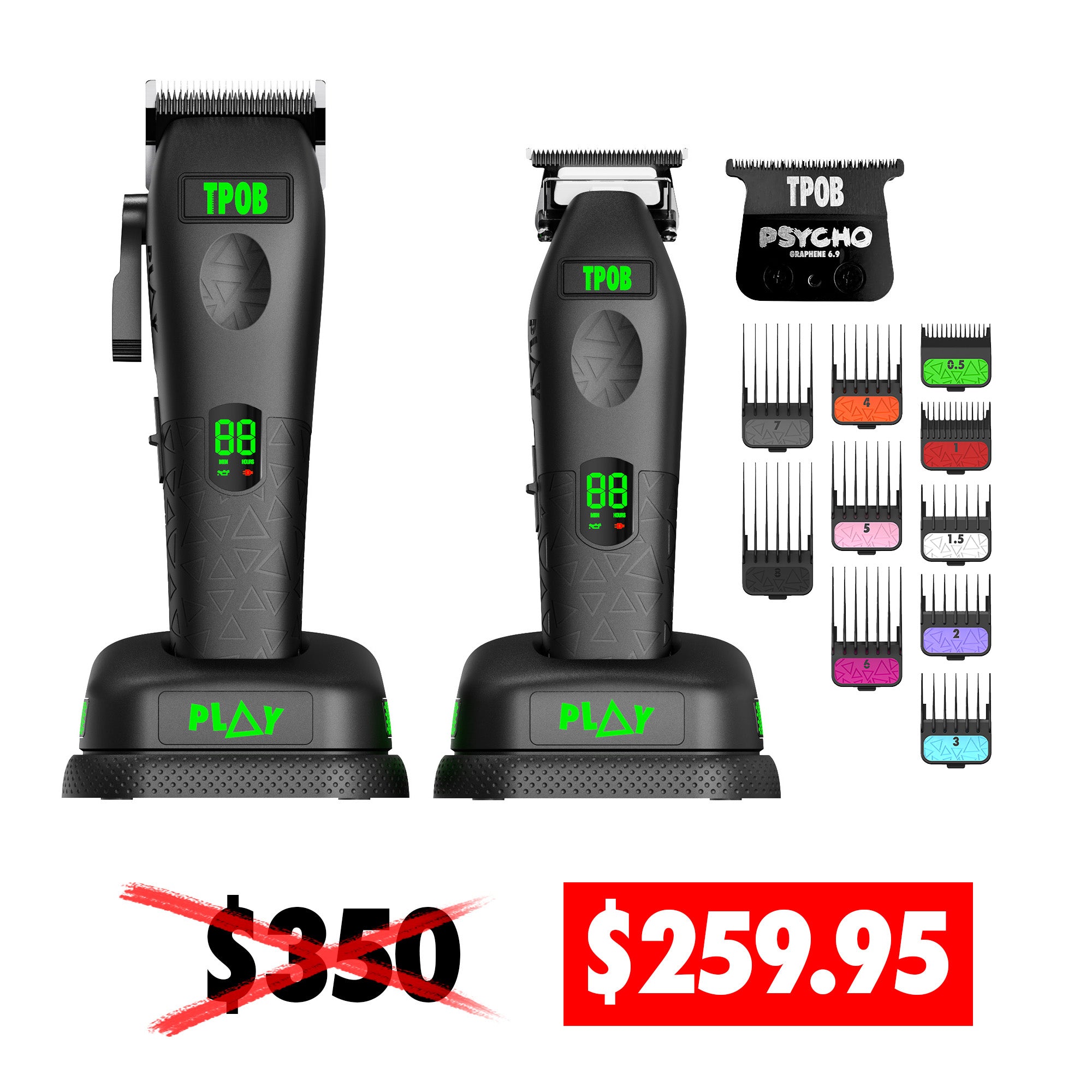 1x Play Max 2.0 Clipper + Trimmer Bundle (Blackout Edition) + PSYCHO Graphene Blade