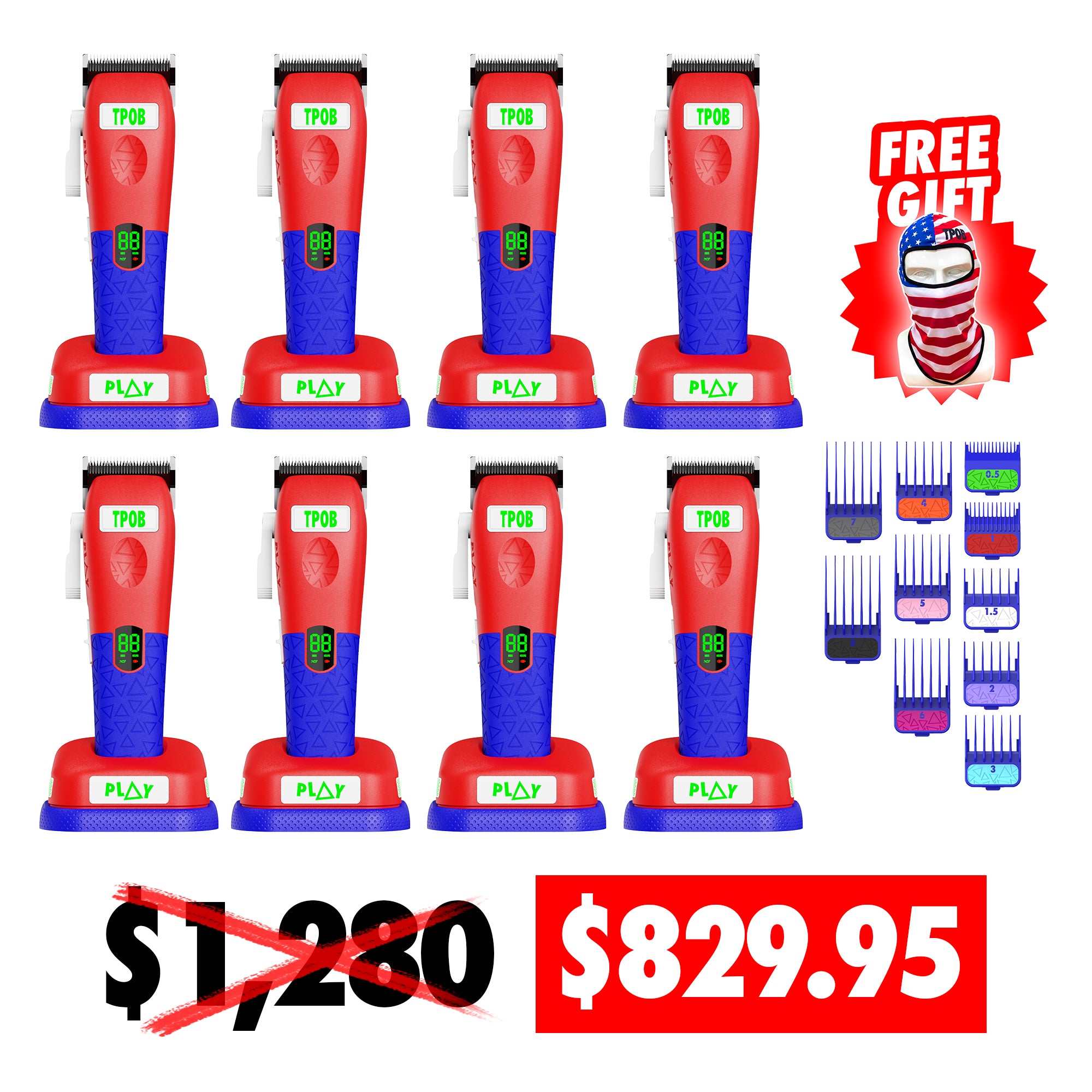 8x Play 2.0 Max Clipper (July 4th - Independence Edition) + FREE USA Masks