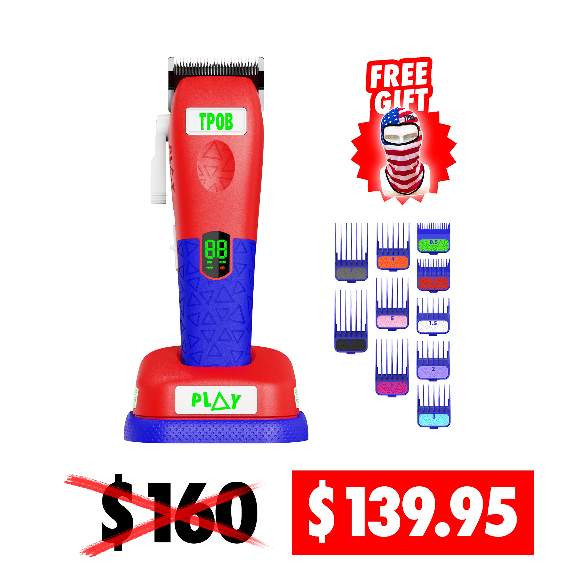 Play 2.0 Max Clipper (July 4th - Independence Edition) + FREE USA Balaclava