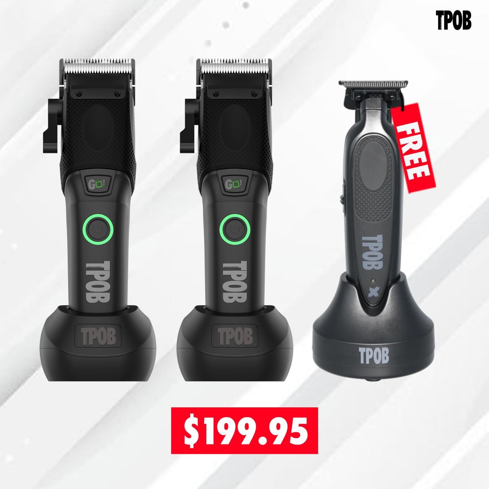 2 Go! Clippers with FREE X Trimmer Deluxe (Blackout Edition)